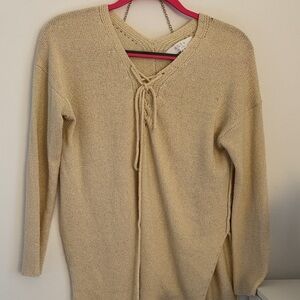 Astr Cream V-Neck Women's Sweater